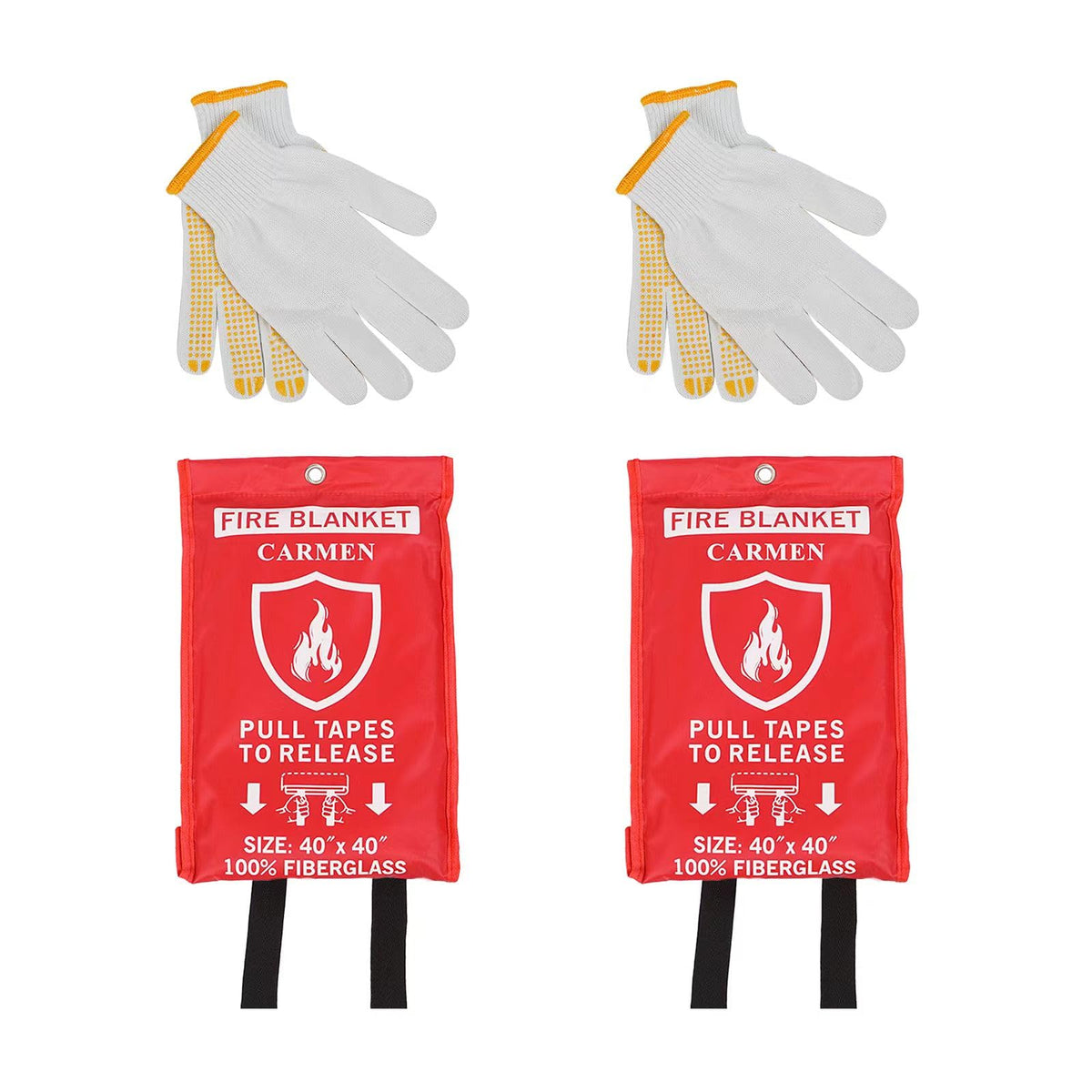 Carmen Emergency Fire Blanket for Home and Kitchen Flame Suppression Fiberglass Fire Blankets for House Camping Car Office Warehouse Emergency Survival Safety (2-Pack)